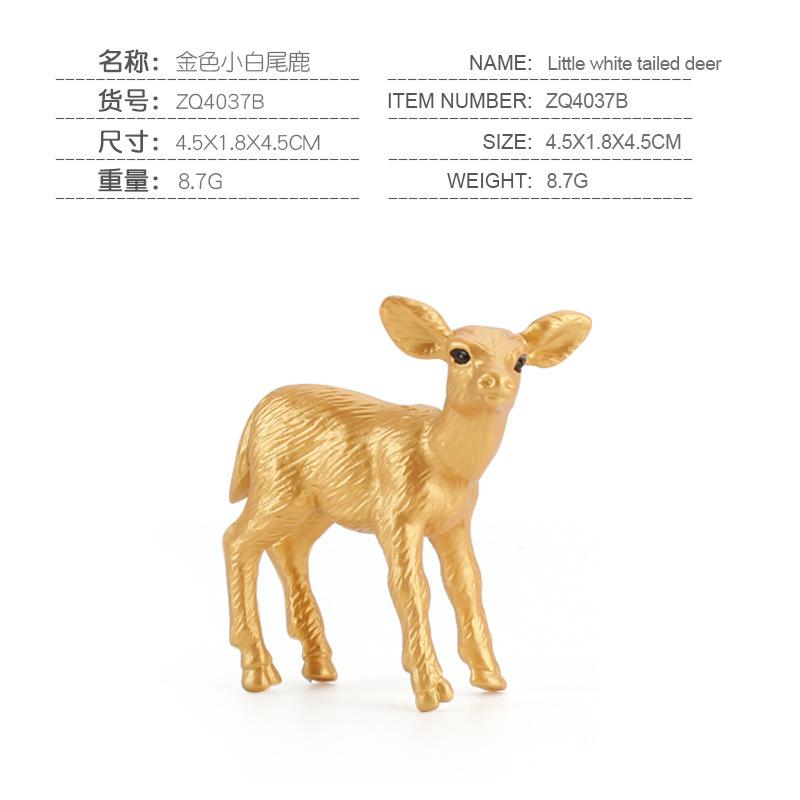 Имитация модели животного, Набор из 6 лесных животных, Золотая версия, Набор статических фигурок белохвостого оленя, Игрушка.