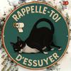 D Cm Round French Vintage Sign Humorous Cat Wiping Butt RapellezToi DEssuyer Rustic Metal Wall Art for Bathroom Kitch