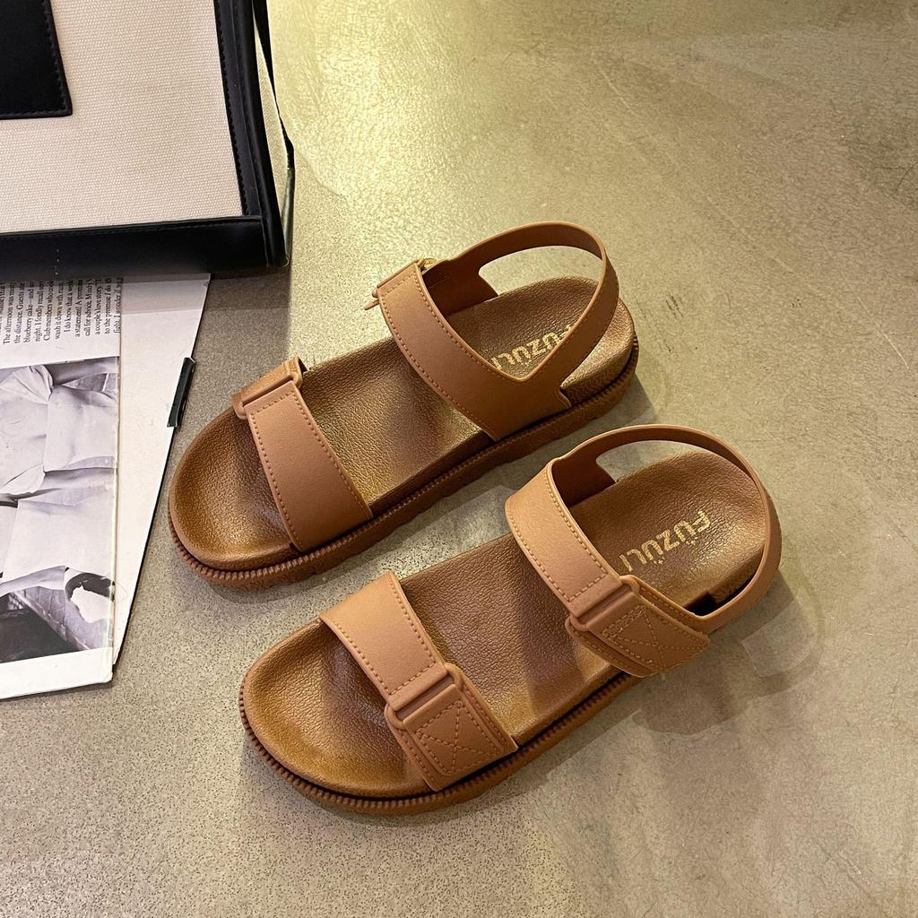 2024 Damen Sandalen im koreanischen Stil mit flachem Klettverschluss - Bequem, trendig römisches Ein-Riemen-Design für den Sommer
