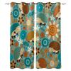 Watercolor Botanical Flowers And Raccoon Home Decor Window Curtains Bedroom Kitchen Curtain Panel Curtains for Living Room