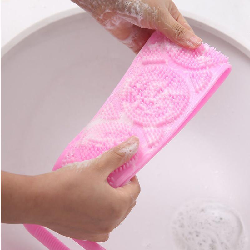 Solid Color Body Brush Silicone Dirt Scrub Towel Back Brush Bathroom Brush Bathroom Supplies Shower Brush Exfoliating Bath Brush