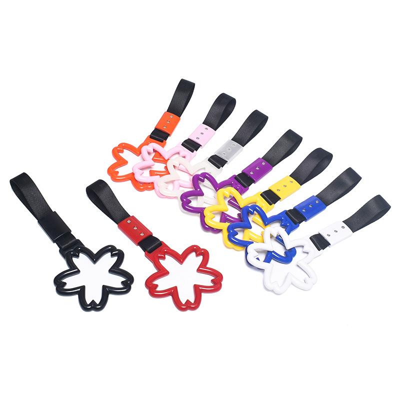 Car decoration pull ring cherry blossom circular inner handle suspension decoration night light modification tail pendant