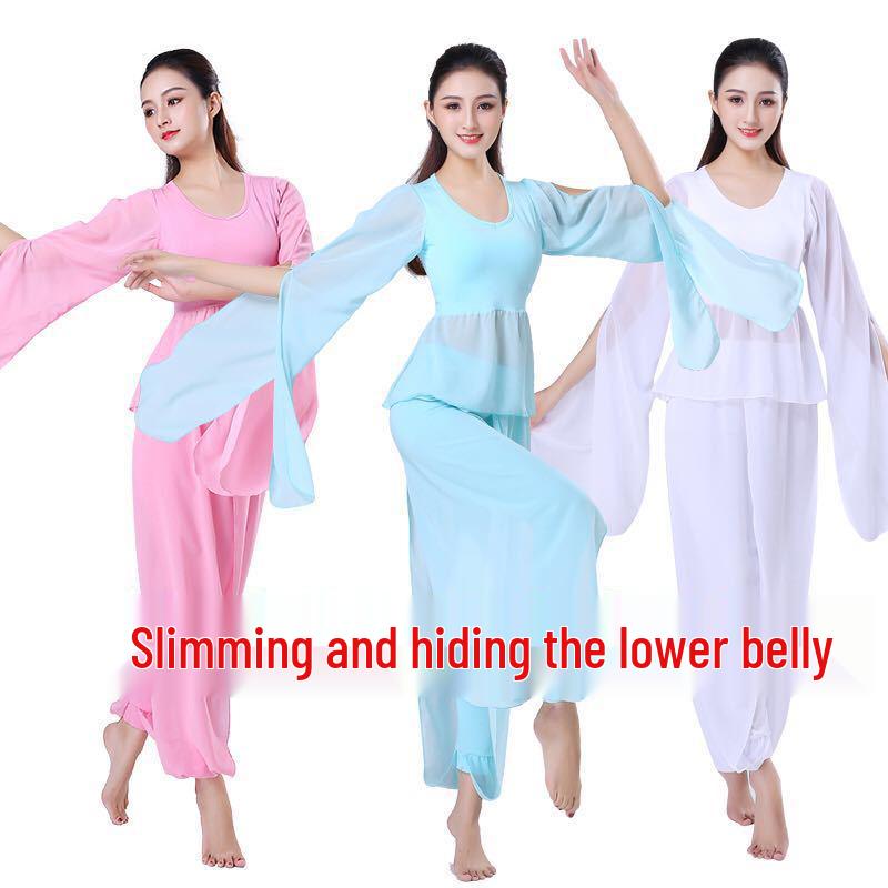 White Chiffon Flowy Yoga Top: Sleeved Dance Rhythm Modal for Performance and Spirit.