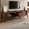 Modern TV Stand made of Solid Wood with Drawers, Classic Rounded Corners, Sturdy Wooden Legs, TV Stand with Storage Space for the Living Room.