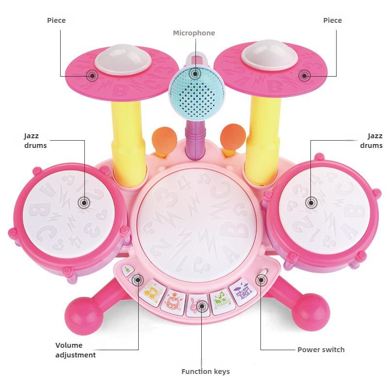 Children Jazz Drum Set Instrument Toys Baby Baby Montessori Early Educational Percussion Toy With Lights Microphone Kids Gifts
