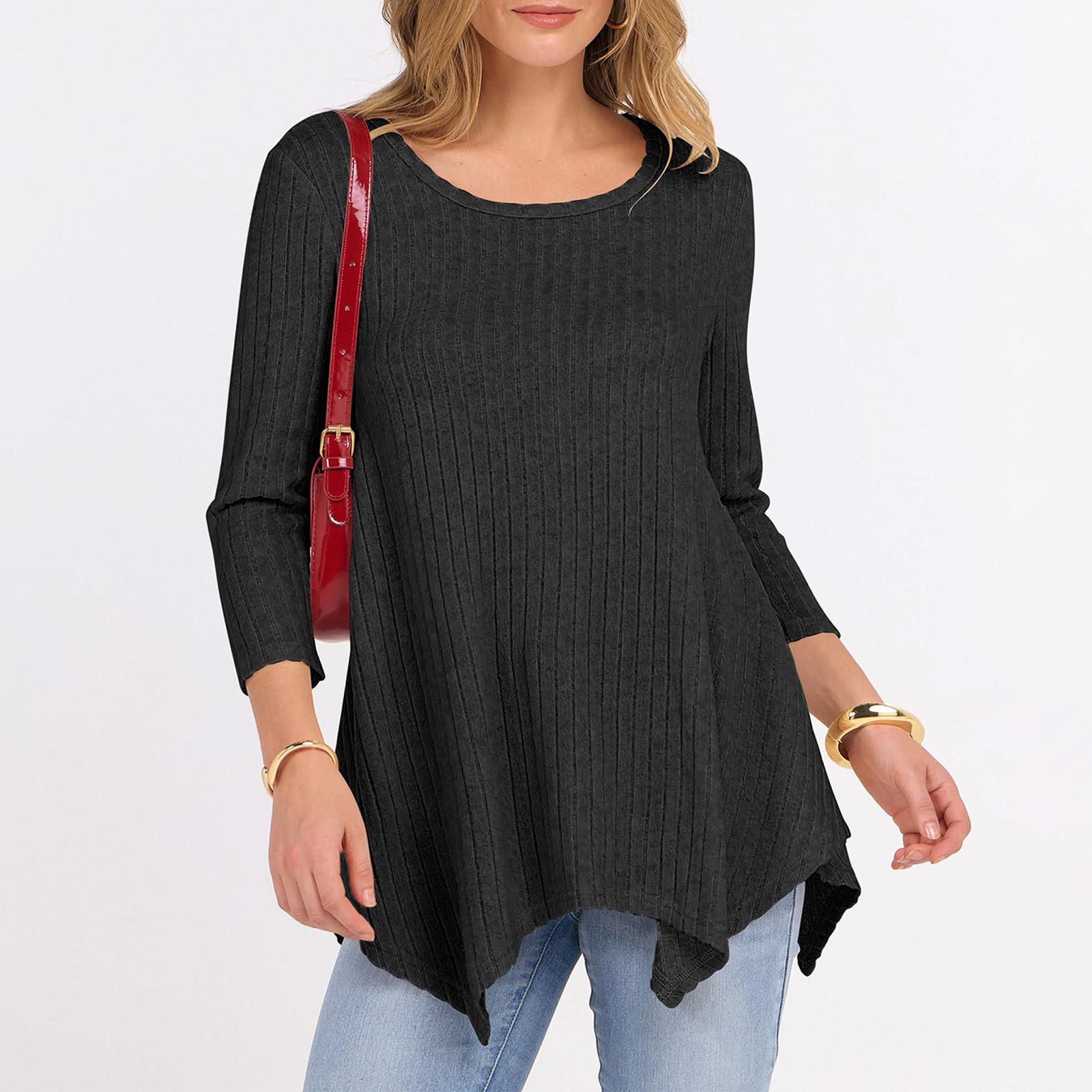 

Женские блузки Повседневные топы Модный топ с рукавом 3/4 S чёрный