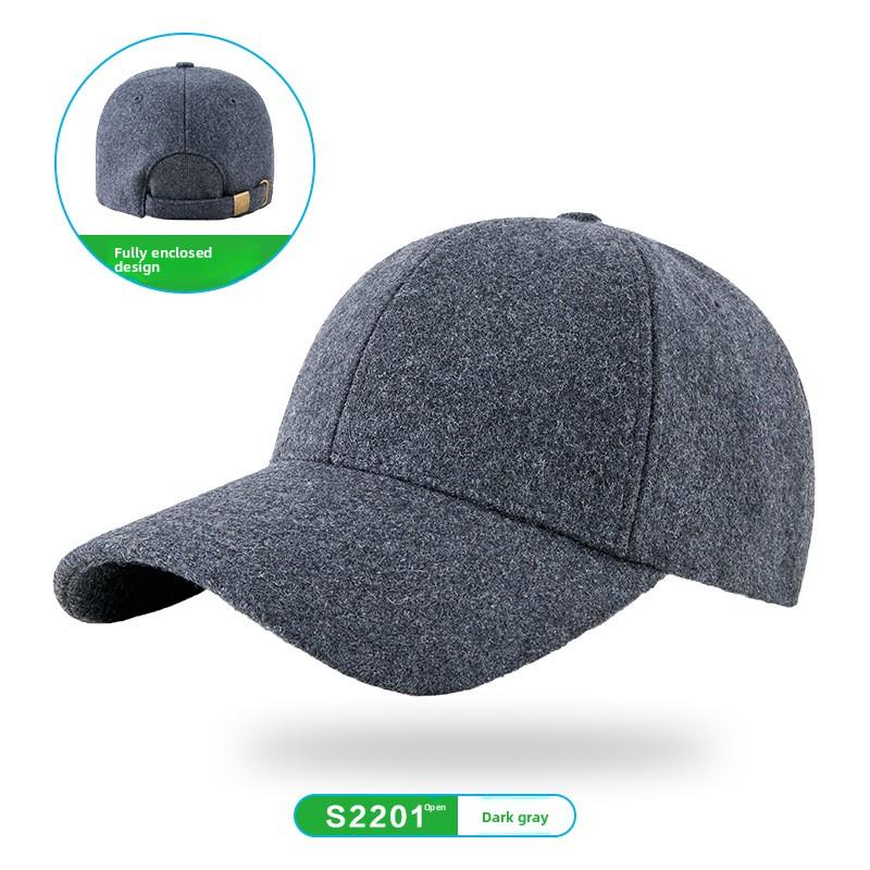 Autumn Winter Big Size Fully Enclosed Woolen Baseball Cap Plush Lined Warm Big Brim Trucker Cap Adjustable for Men Women XL 62cm