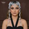 Yula Pan Bridal Crystal Hairband with Pearl Tassels and Mori Style Forehead Headdress (HP980)