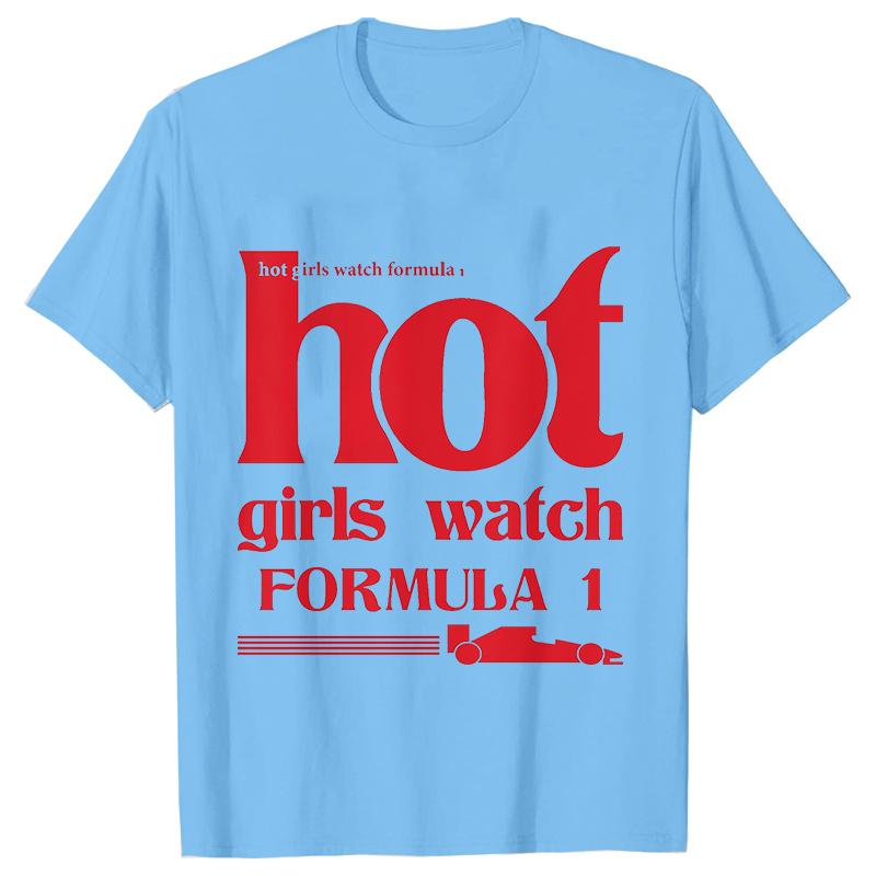 Hot Girls Watch Formula Racing Car Pattern T-shirts Women Clothing Fashion Casual Graphic Tops Trend Harajuku Short Sleeve Tees