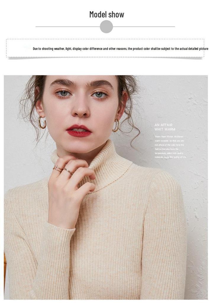 High-Neck Slim-Fit Women's Knit Pullover - Autumn/Winter 2024 Base Layer Sweater