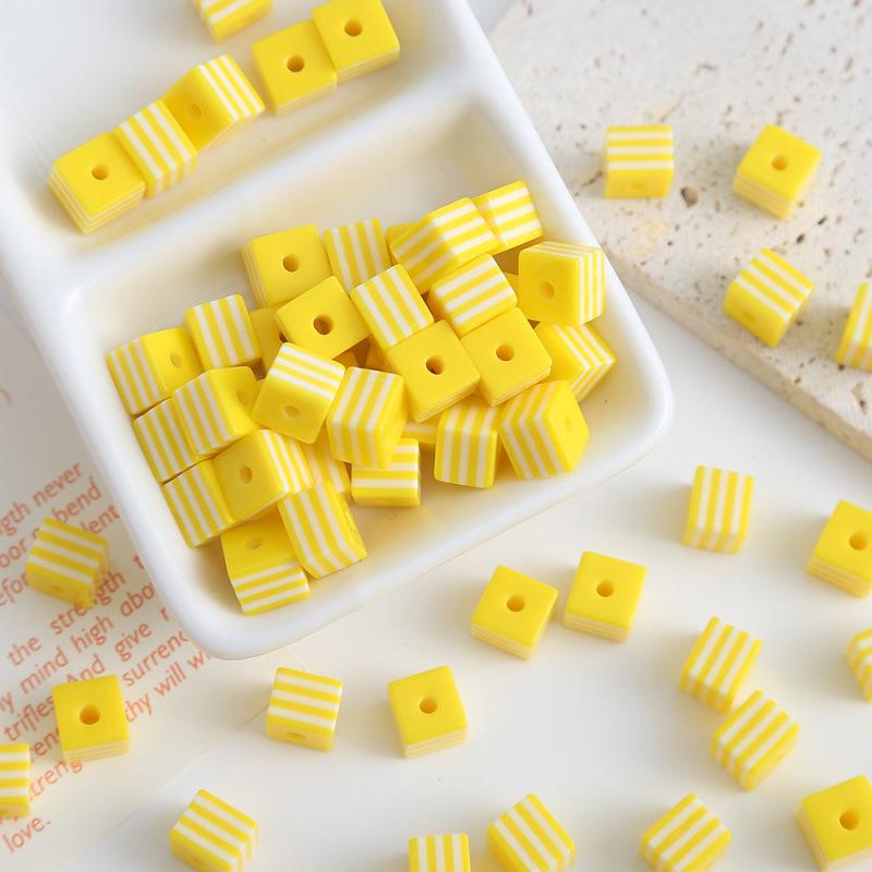 Colorful Square Resin Striped Beads for DIY Necklaces, Bracelets, and Jewelry Accessories
