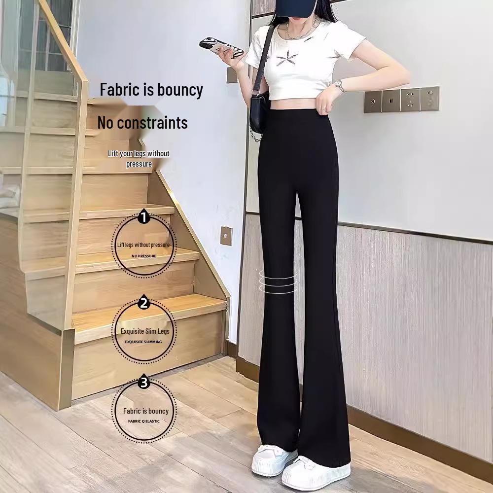 

Women s High Waist Slimming Black Micro Flare Pants for Autumn and Spring 3XL