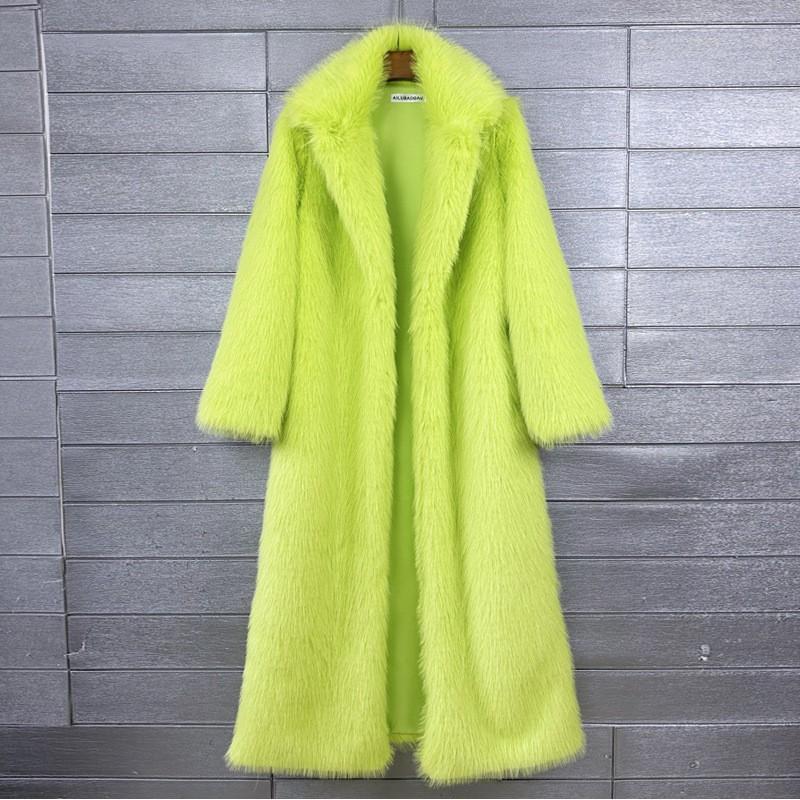 Womens Faux Fur Coat Thick Longline Blazer Collar Winter Streetwear Outerwear