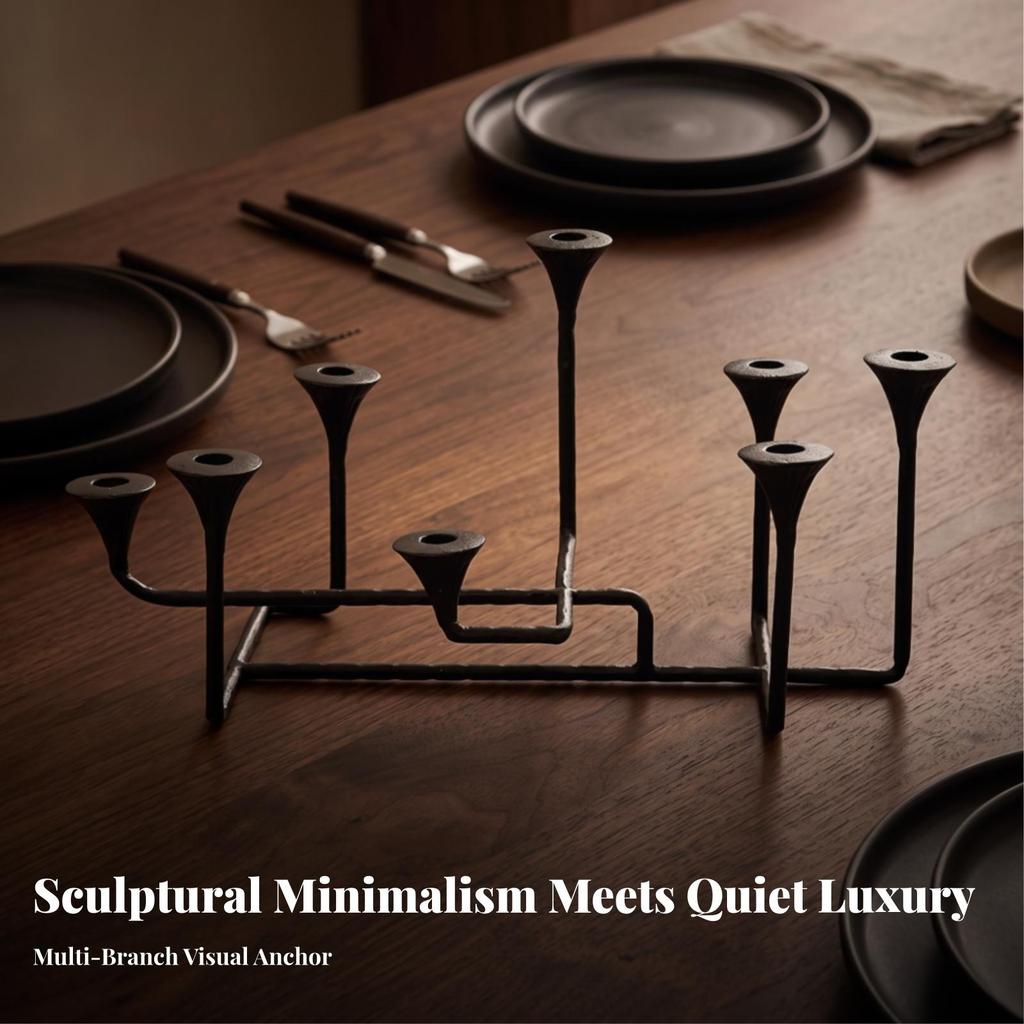 Metal Candlestick Holder Abstract Geometric Candle Elegant for Entryway