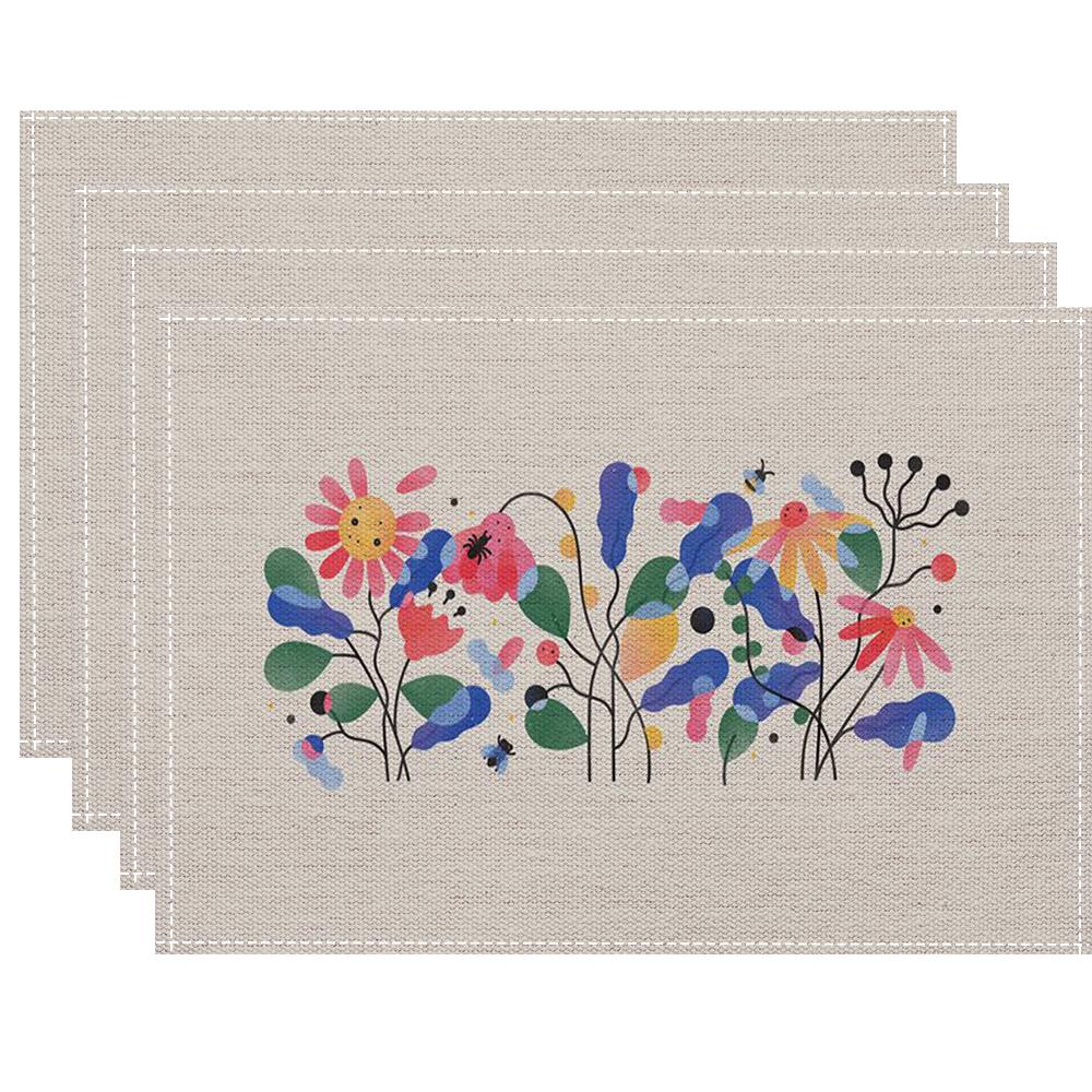 Small Fresh Flowers Placemat Kitchen Dining Room Dining Table Anti-scalding Heat Insulation Mat Table Mats for Dining Table