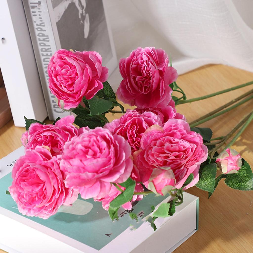 Simulated 3 Hded Peony Decoration Rlistic Artificial Peony Branch for Wedding