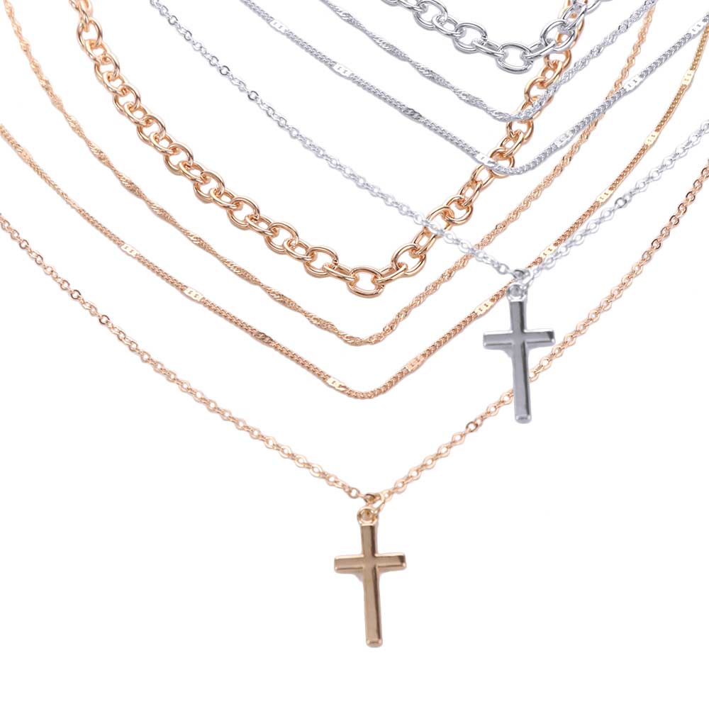 Adjustable Vintage Cross Choker Stacked Multi Layer Prayer Necklace Cross Pendant  Church