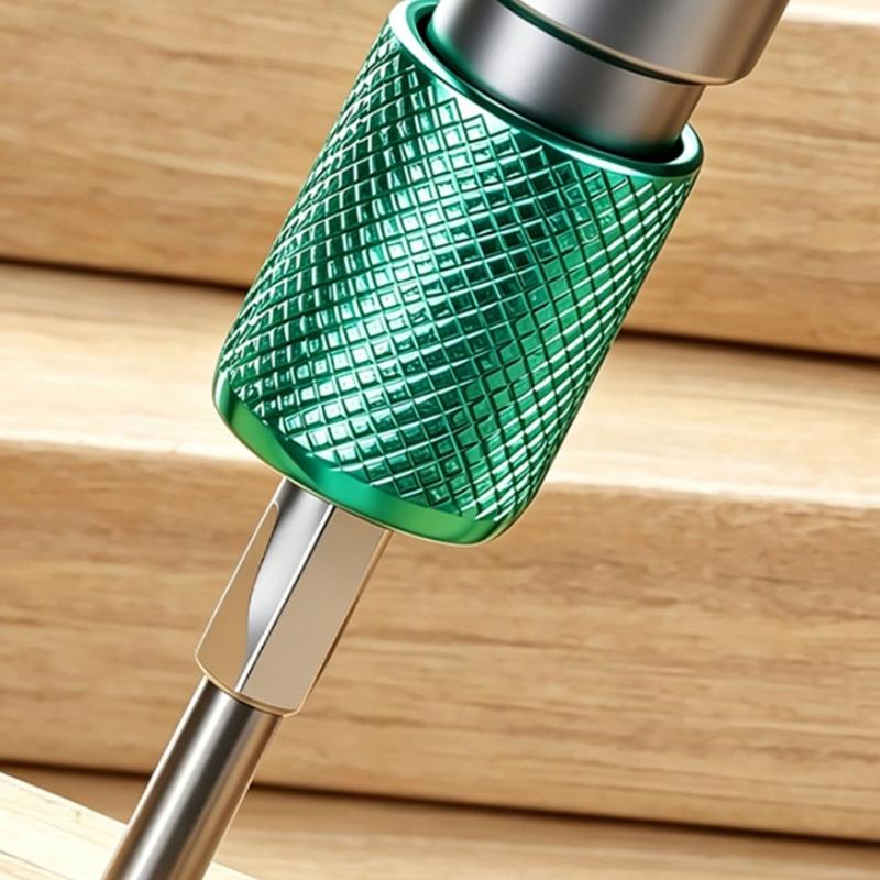 Polygonal Bit Opening Coupling Head for Drill To Screwdriver Use, Spring Retaining Collar and Knurled Grip for Repairs