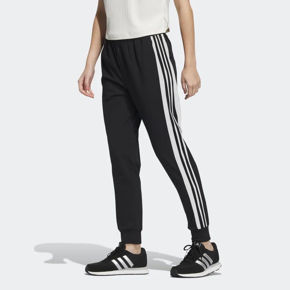 Adidas Logo Print Elastic Waist Tapered Joggers Women Bottoms Black HY2883