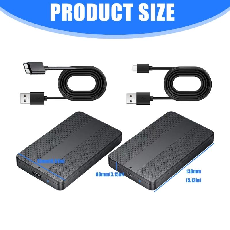 Portable 2.5inch SATAs Hard Drive Enclosure for SSDs HDDs No Screw Design ABS Construction