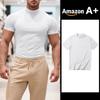 Summer New Men's Casual Semi-High Neck Slim Solid Color T-shirt - European & American Fashion.