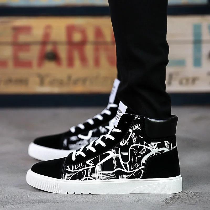 High Top Canvas Shoes for Men Fashion Platform Sneakers Spring Winter Male Casual Vulcanized Shoes Student Tenis Masculino