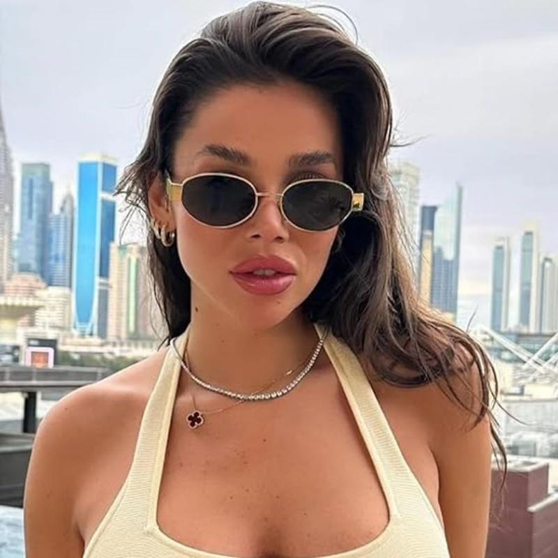 Luxury Metal Brand Sunglasses for Men and Women Unisex Designer Fashion Sun Glasses Oval Unisex Stylish Eyewear Shades