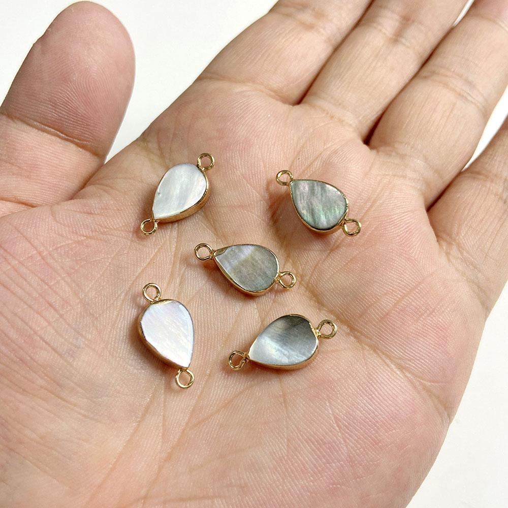 2pc Natural White Mother-of-pearl Shell Elegant Charm Round Heart Fan Pendant Handmade Crafts Necklace Earring Jewelry Accessory