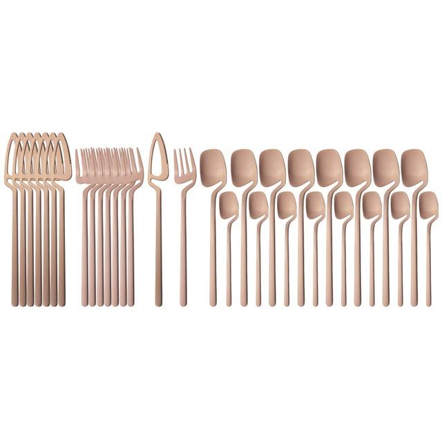 32Pcs Matt Schwarz Besteck Messer Gabel Löffel Abendessen Geschirr 304 Edelstahl Geschirr Bar Party Besteck Besteck Set