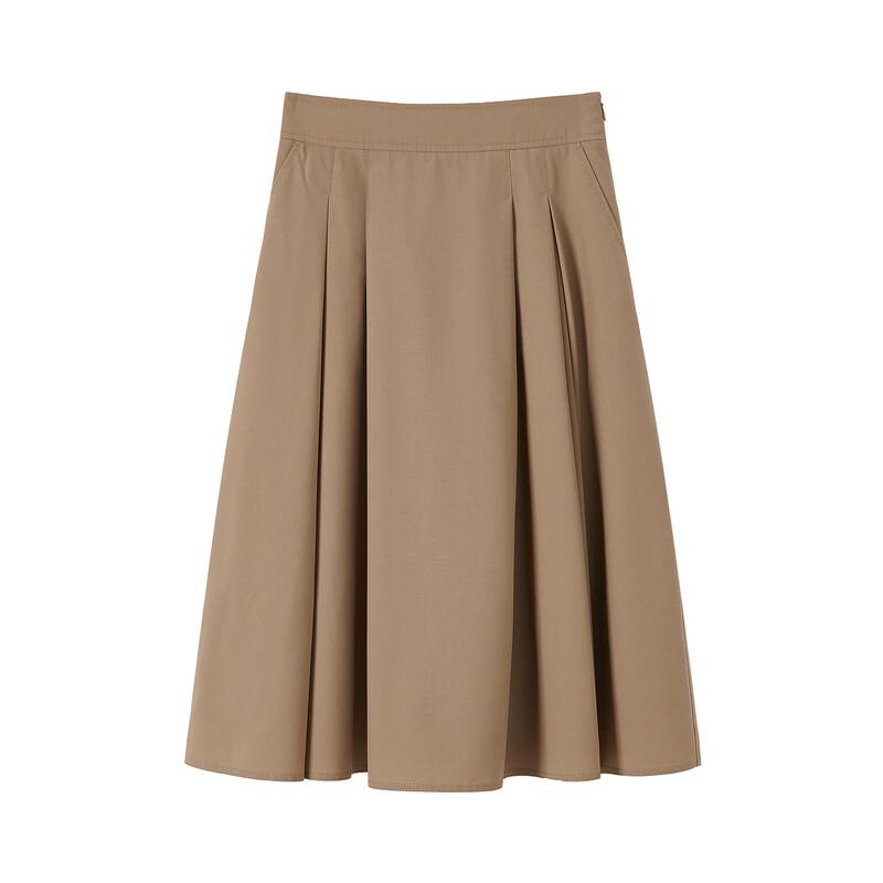JUZUI Elegant Commuter High-Waist Wool Blend A-Line Midi Skirt