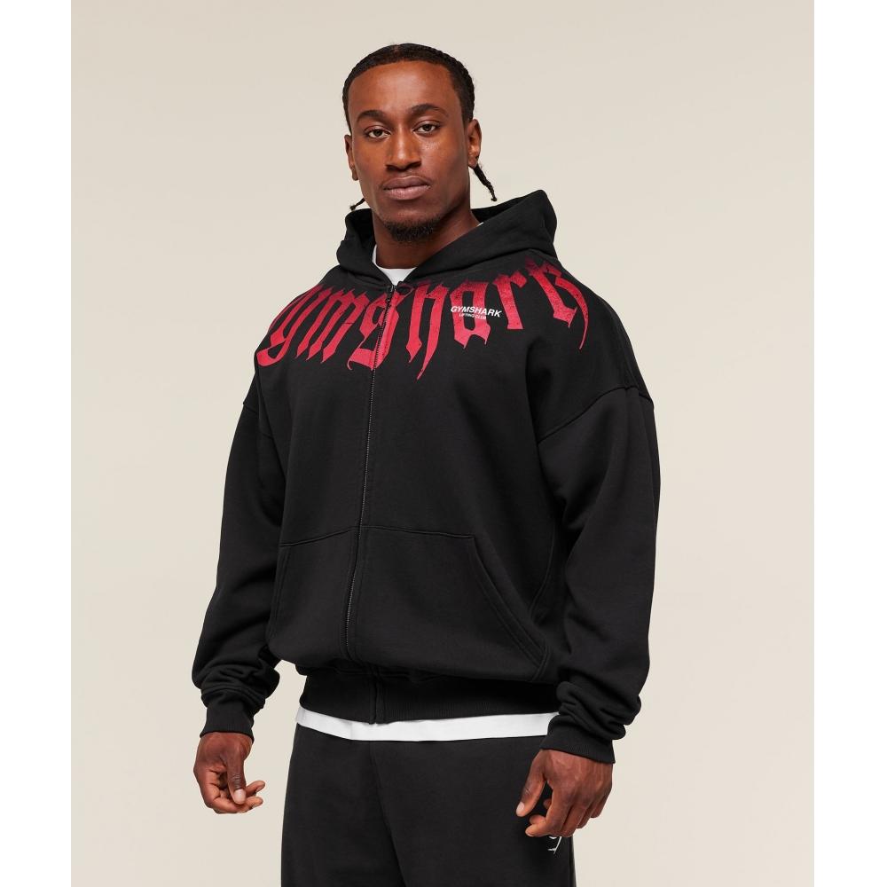 Gymshark Fade Graphic Zip Up Hoodie Black A3c3k Bb2j