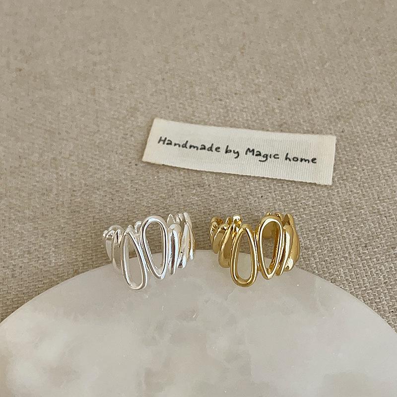 Einzigartiger unregelmäßiger hohler Wassertropfen Metall offener Ring für Damen