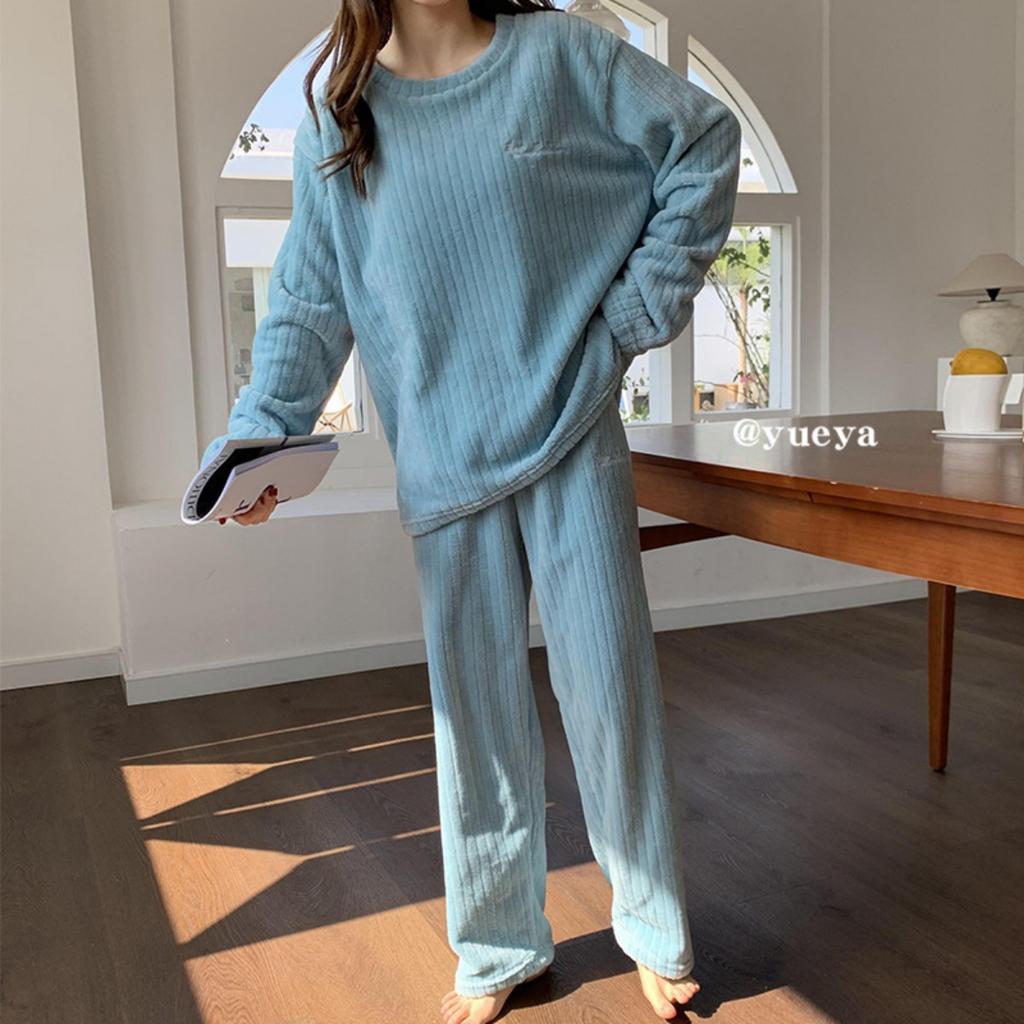 Autumn and Winter Coral Fleece Pajamas for Women, Thick and Warm Flannel Long Home Wear, Fashionable Plus Size Cardigan Set