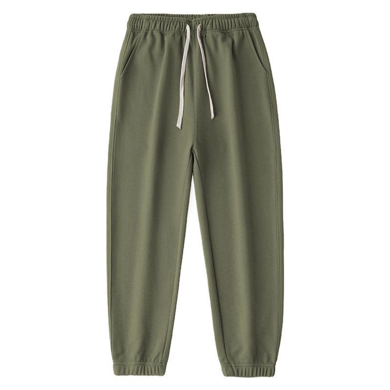 Men Casual Twill Knit Baggy Jogger Pants Brown Solid Color Sport Jogging Sweatpants Outdoor Walking Gary Work Trousers