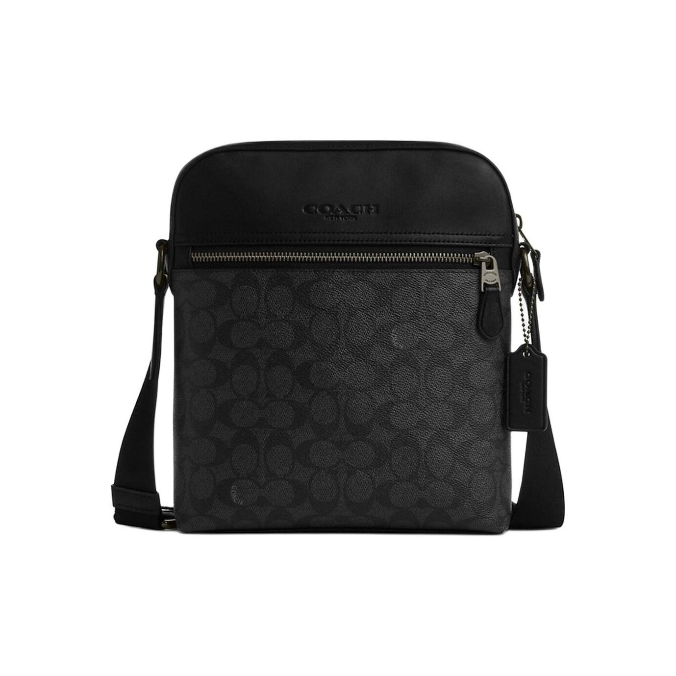

Coach Houston 22 Logo Zip Closure PVC Crossbody Shoulder Bag Small Men bags Black Gray CZ398-QBMI5 Basic Set (Bag+Dust Bag)