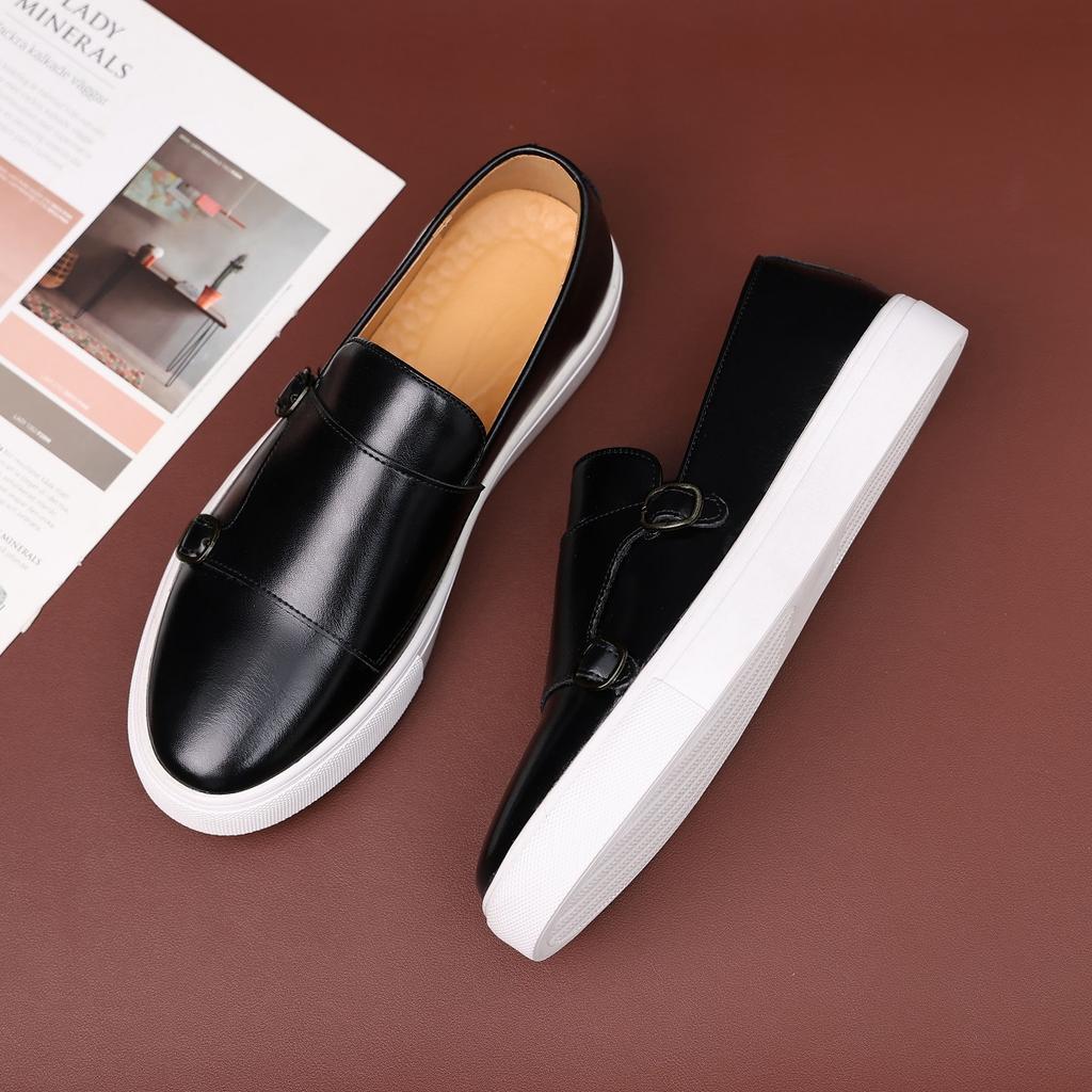 Fashion Fashion Men's Casual Leather Shoes Men Classic British Style Monk Loafers Mens Slip-on Outdoor Flats Driving Shoe