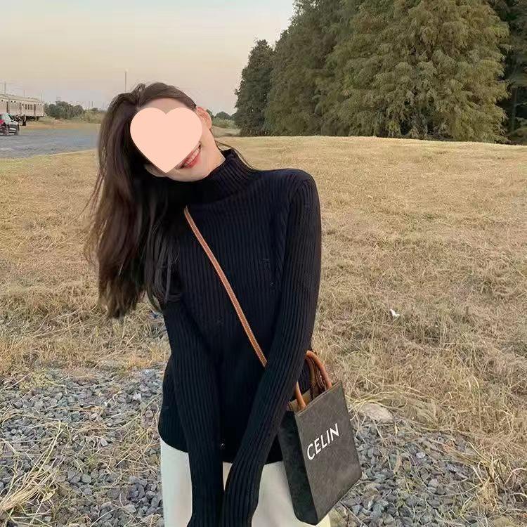 

Long Slim Sweater Dress & Coat: Over-Knee Autumn/Winter Knit, Waist & Hip Wrap, Fashionable Layered Look L (recommended 55-60 kg)