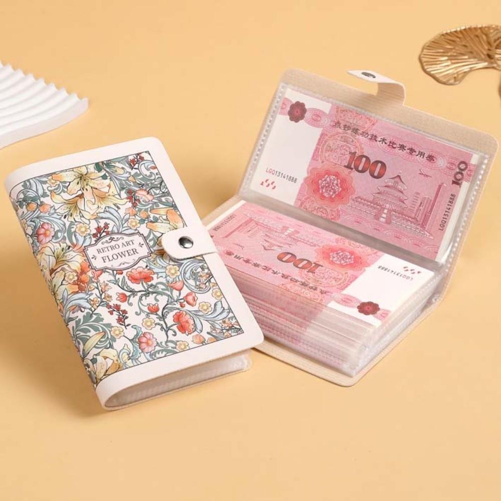 A6 Cash Budget Ledger Flower Printed Leather Savings Book Button Notebook for Money  Office