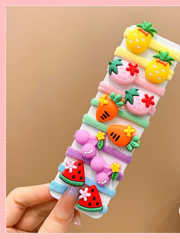 10pcs New Fashion High Elasticity Sweet Cute Baby Hair Rope Girls Hair Accessories Rubber Band for Children Cartoon Hair Band