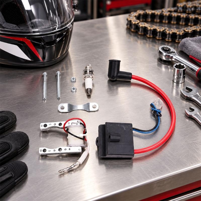 49Cc 60Cc 80Cc Motorcycle Ignition Coil Assembly with Wire Terminal Connections for Comparing the Existing Part Before Ignition Repair or Replacement