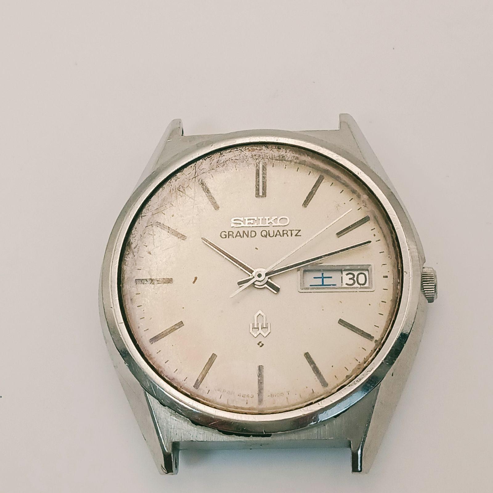 Б/у [В хорошем рабочем состоянии] 0530-1 SEIKO GRAND QUARTZ Seiko Grand Quartz 4843-8110 Мужской Циферблат Часов Только День Дата