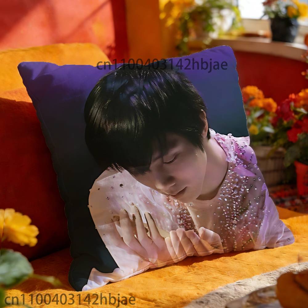 Y-Yuzuru H-Hanyu Kissenbezug Druck Polyesterfaser 40x40 cm Heimsofa Wurfkissenbezug Dekoration 40cmx40cm