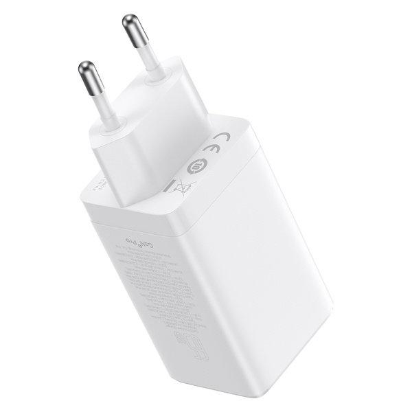 Fast GaN 2x USBC USB Charger 65W USBC Cable White