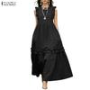 ZANZEA Women Casual Round Neck Sleeveless Long Dress