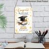 2D Flat, 1pc "Congrats Grad! Class of 2026" Aluminium Metal Wall Decor Sign - 8"x12" White & Gold Graduation Decor, Grad Cap & Diploma Wall Art