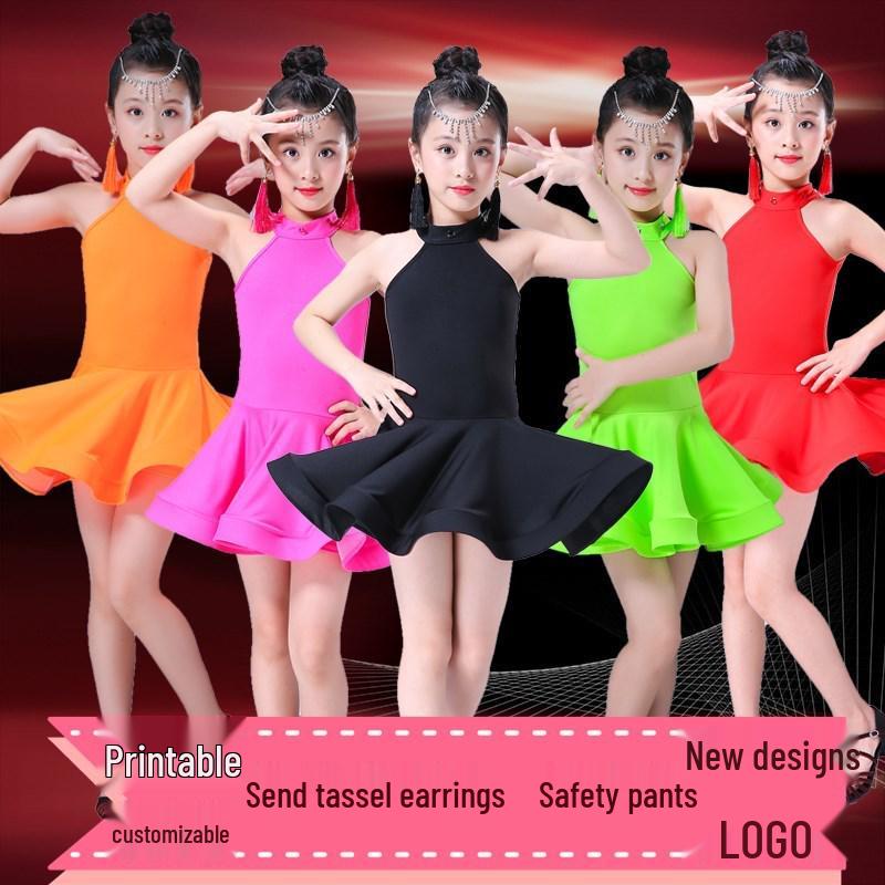 Falda de Danza Latina de Verano para Niñas - Disfraz de Performance para Niñas - Ropa para Práctica y Competición de Baile