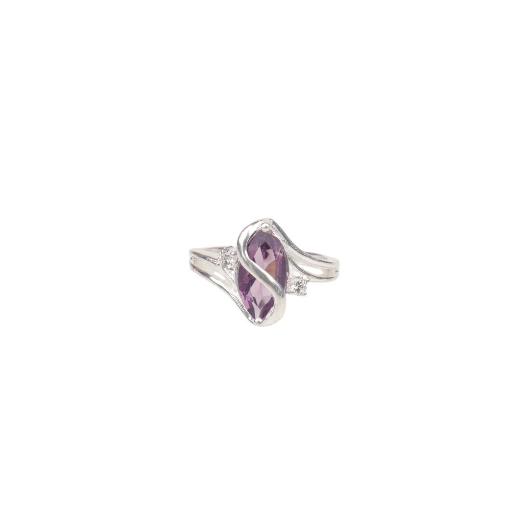 Natural Amethyst Gemstone 925 Sterling Silver Jewelry Zircon Engagement Ring CZR-8-10