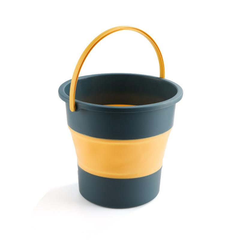 5/10L Folding Portable Bucket with Cover Car Wash Fishing Bathroom Tool Silicone Bucket Outdoor Camping Household Supplies