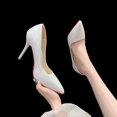 Fashion Elegant High Heels Pumps Shoes for Woman Shiny Stiletto Party Office Wedding Shoes Ladies Red Bottom Large Size 43 High Heels