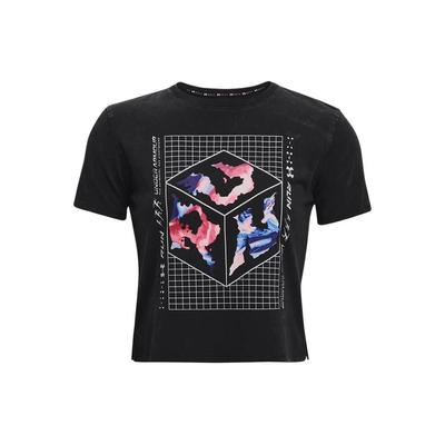 Run Anywhere Letter Logo Print Crew Neck Short Sleeve T-Shirt Women Tops Black 1373449-001